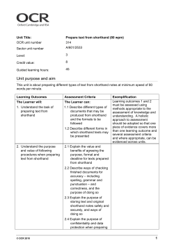 Unit 314 - Prepare text from shorthand