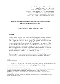 Dynamics of Policy and Strategic Behavior: Study on Transnational