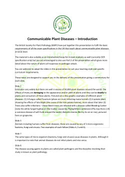 Communicable Plant Diseases &ndash; Introduction