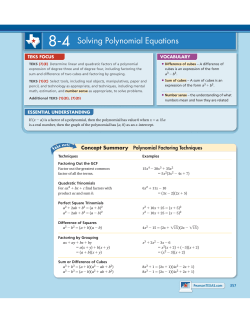 8-4 Solving Polynomial Equations