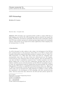 GPS Seismology - Larson GPS Research Group