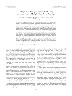 Orthographic Analogies and Early Reading