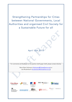 Strengthening Partnerships for Cities between