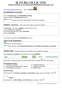 British Colonisation of Australia MY RESEARCH Scavenger Hunt