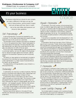 Sole Proprietorship Partnership Regular Corporation S Corporation