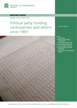 Political party funding: controversies and reform