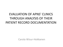 EVALUATION OF APNS` CLINICS THROUGH ANALYSIS OF THEIR