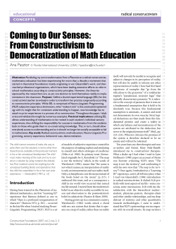 Coming to Our Senses: From Constructivism to