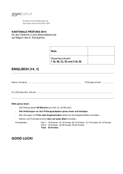 Englisch Aufnahmepr&uuml;fung Quarta 2014