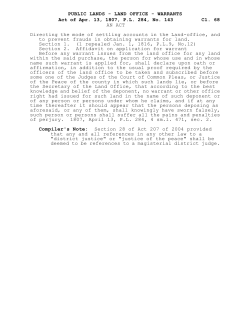 PUBLIC LANDS - LAND OFFICE - WARRANTS Cl. 68 Act of Apr. 13