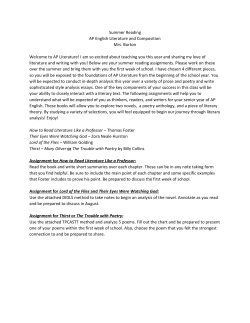 Summer Reading AP English Literature and Composition Mrs