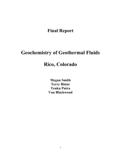Geochemistry of Geothermal Fluids Rico, Colorado