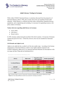 Adult Literacy Testing in Germany