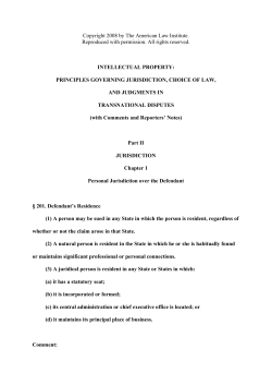 Principles Governing Jurisdiction, Choice of Law, and