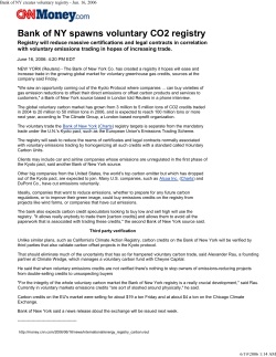 Bank of New York spawns voluntary CO2 registry.