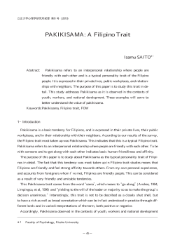 PAKIKISAMA: A Filipino Trait