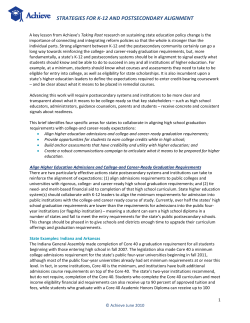 STRATEGIES FOR K-12 AND POSTSECONDARY ALIGNMENT
