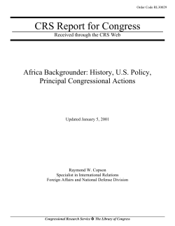 Africa Backgrounder: History, US Policy, Principal