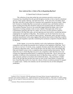 Does Antitrust Have A Role to Play in Regulating Big Data? D