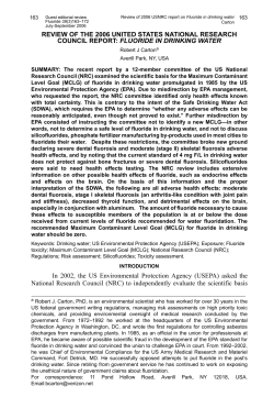 Review of NRC Report in Fluoride