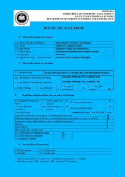 DISCIPLINE SYLLABUSE