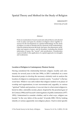Spatial Theory and Method for the Study of Religion