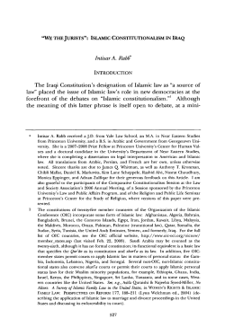 "We Thejurists": Islamic Constitutionalism in Iraq