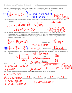 Precalculus Survey Worksheet – Section 1.6