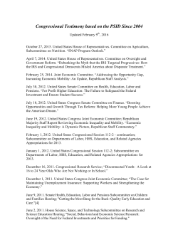 Congressional testimony - Panel Study of Income Dynamics
