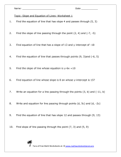 Slope and Equations of Lines Homework