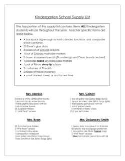 Kindergarten School Supply List