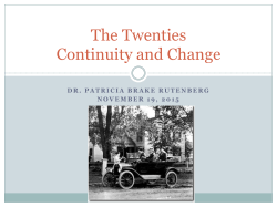 The Twenties Continuity and Change