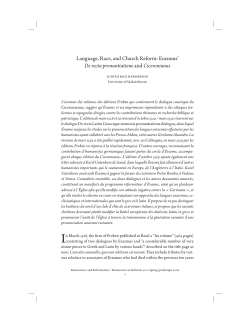 Language, Race, and Church Reform: Erasmus` De recta