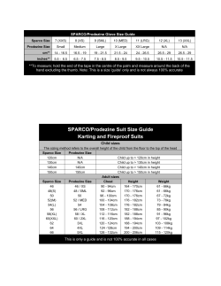 SPARCO/Prodezine Suit Size Guide Karting and