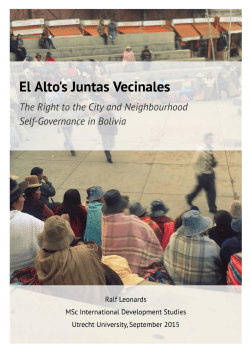 El Alto&acute;s Juntas Vecinales The Right to the City and Neighbourhood