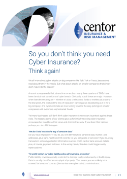 So you don`t think you need Cyber Insurance?
