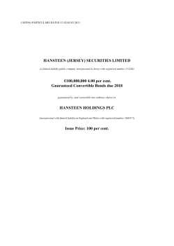 HANSTEEN (JERSEY) SECURITIES LIMITED &euro;100,000,000 4.00
