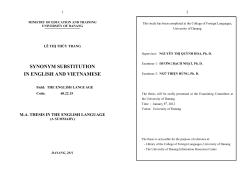 SYNONYM SUBSTITUTION IN ENGLISH AND VIETNAMESE