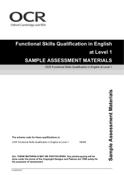 Level 1 Functional Skills in English Sample Assessment