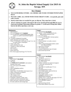 St. John the Baptist School Supply List 2015-16 - St John`s