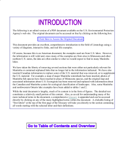 Understanding Lake Ecology - Manitoba Forestry Association