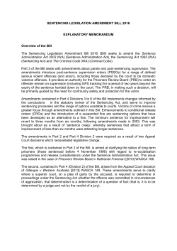 SENTENCING LEGISLATION AMENDMENT BILL 2016