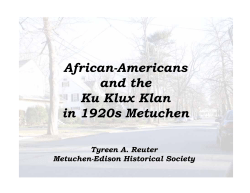 African-Americans and the Ku Klux Klan in 1920s Metuchen