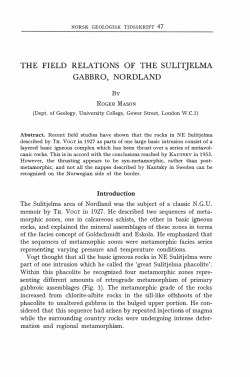 THE FIELD RELATIONS OF THE SULITJELMA GABBRO, NORDLAND