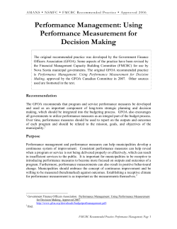 Appendix I: Why is Performance Measurement Important for