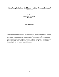 Redefining Socialism: Karl Polanyi and the Democratization of