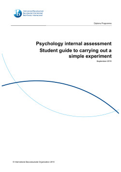 Psychology internal assessment Student guide to carrying out a