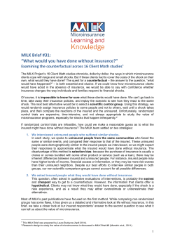 MILK Brief #31: &ldquo;What would you have done without insurance?&rdquo;