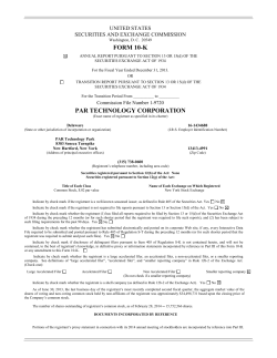 FORM 10-K PAR TECHNOLOGY CORPORATION