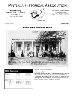 Prairie Place Plantation House - the Pintlala Historical Association!